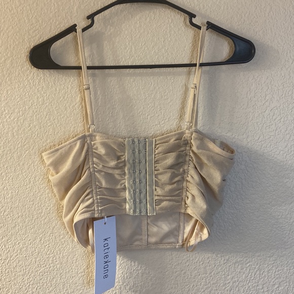 NWT Katie Kane shimmer ruched corset tank - Picture 7 of 7